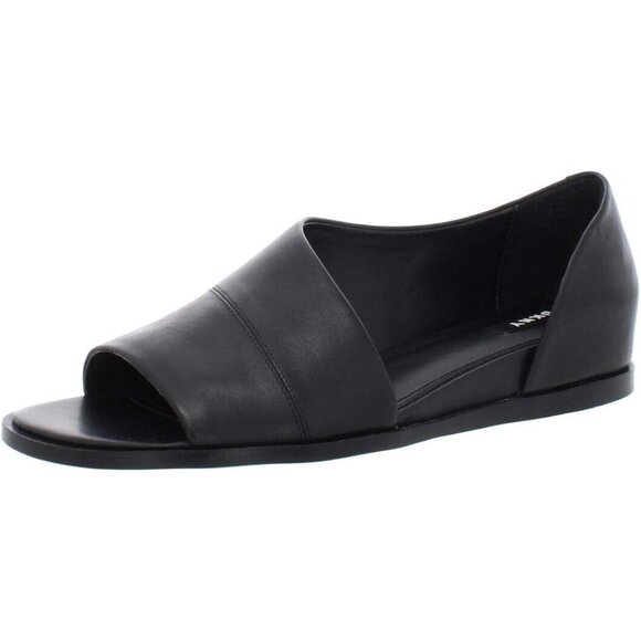 DKNY Womens Dya Leather Peep Toe Casual Slide Sandals K2936933 Black Size US 6 - Picture 1 of 3